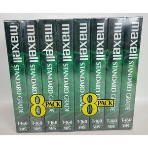 NOS 8 Pack Maxell Standard Grade T-160 Blank VHS Tapes‎ 8HR